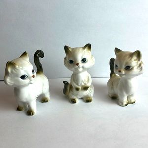 Vintage Bone China Ceramic Figurines Bundle 3 Kitties